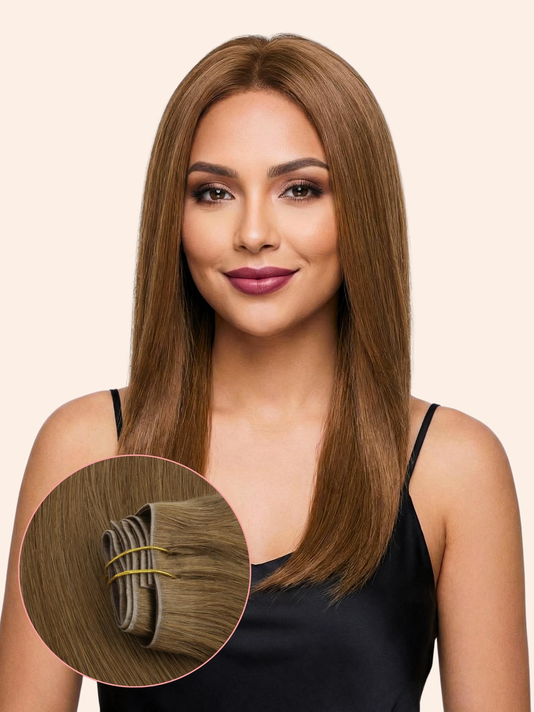 16" Chocolate Brown Invisible Clip-ins (140g)