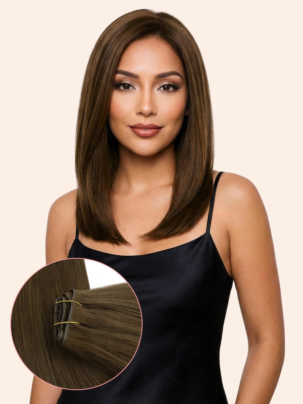 16" Medium Chestnut Brown Invisible Clip-ins (140g)
