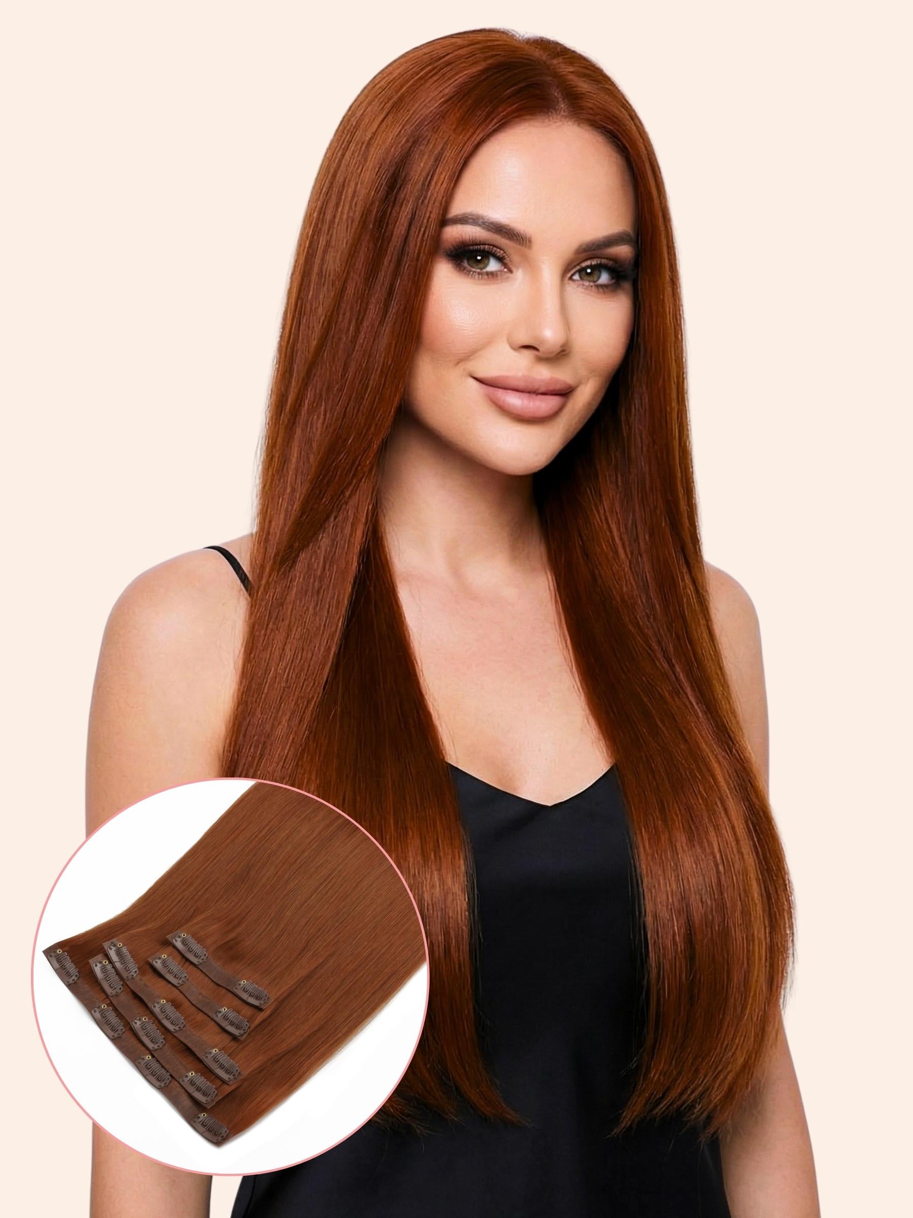 20" Rich Copper Auburn Seamless Clip-ins (180g)