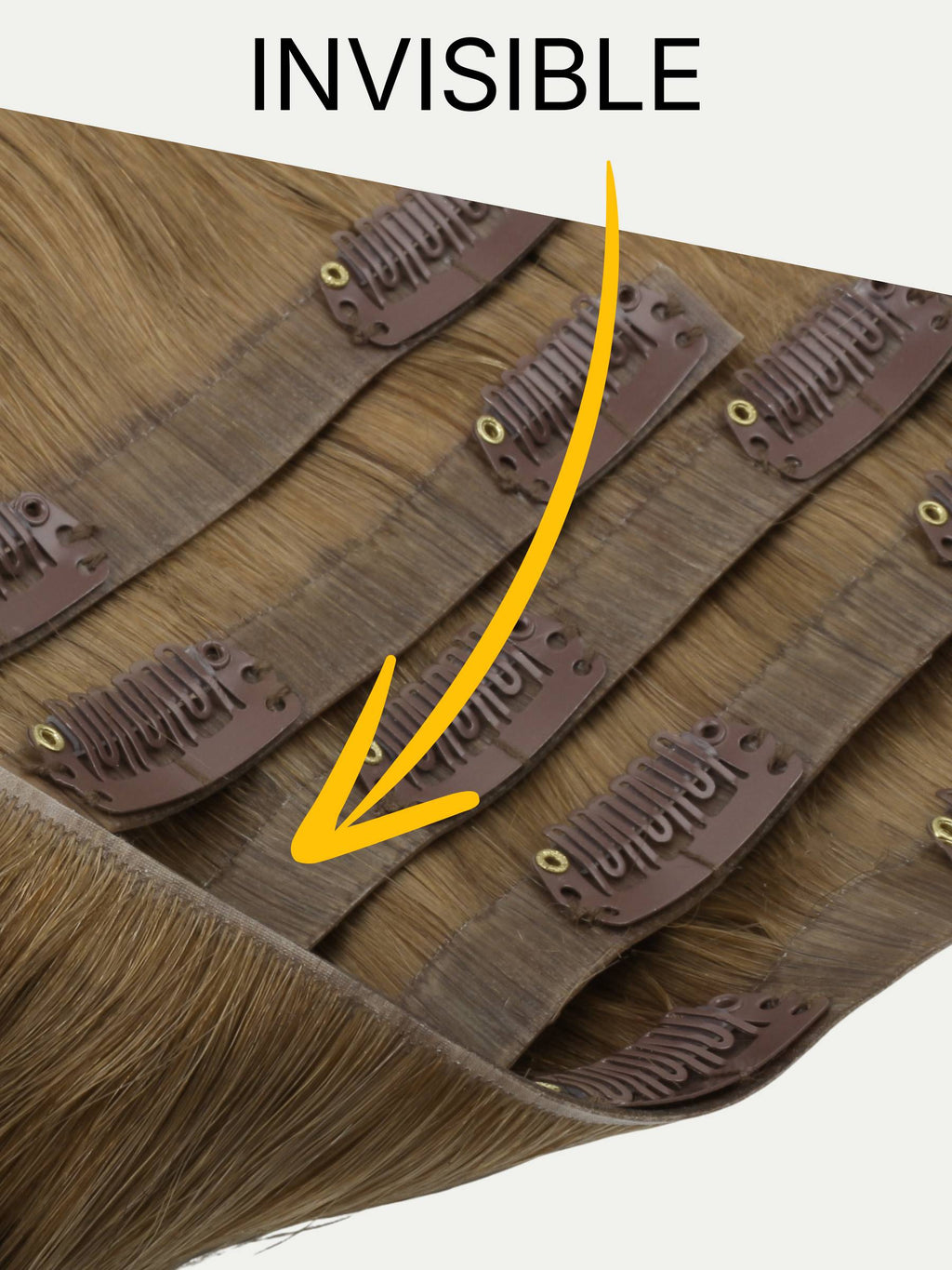 16" Medium Chestnut Brown Invisible Clip-ins (140g)