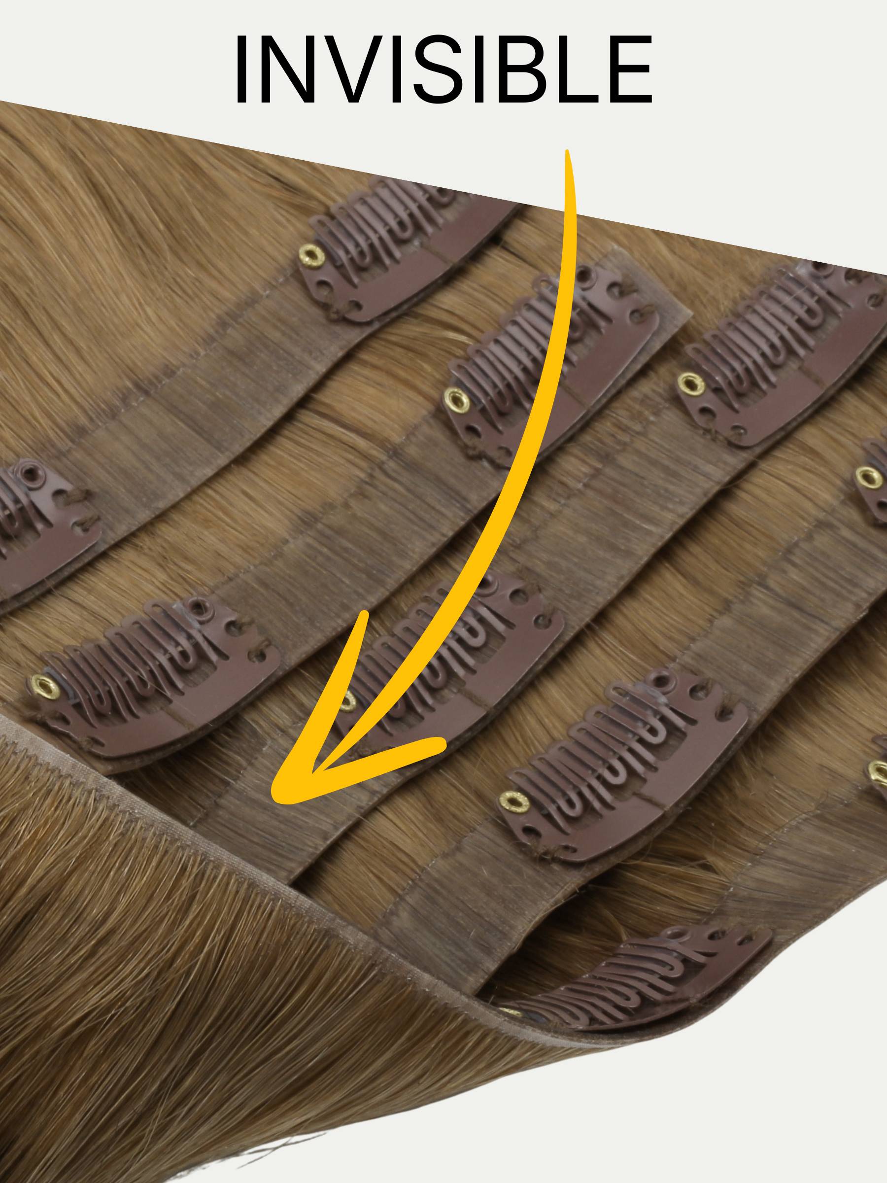 16" Medium Chestnut Brown Invisible Clip-ins (140g)