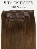 16" Chocolate Brown Seamless Clip-ins (140g)