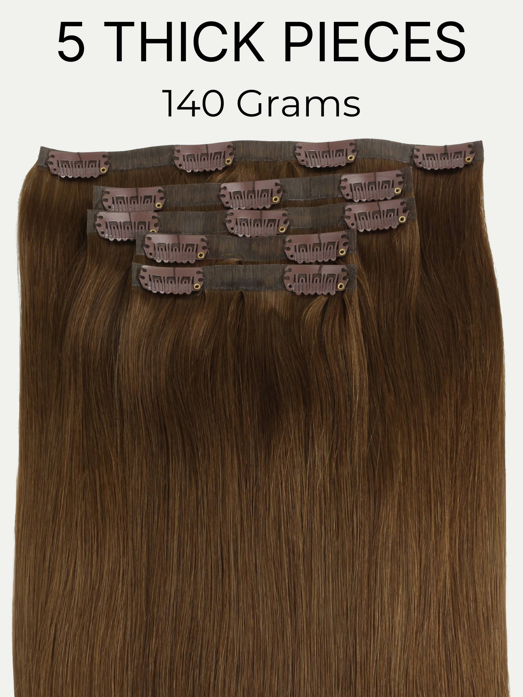 16" Chocolate Brown Seamless Clip-ins (140g)