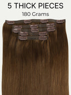 20" Chocolate Brown Seamless Clip-ins (180g)