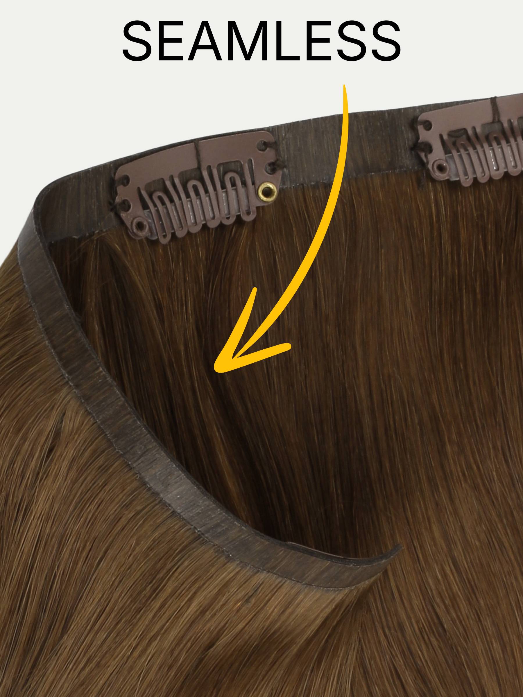 16" Chocolate Brown Seamless Clip-ins (140g)