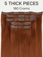 20" Rich Copper Auburn Invisible Clip-ins (180g)