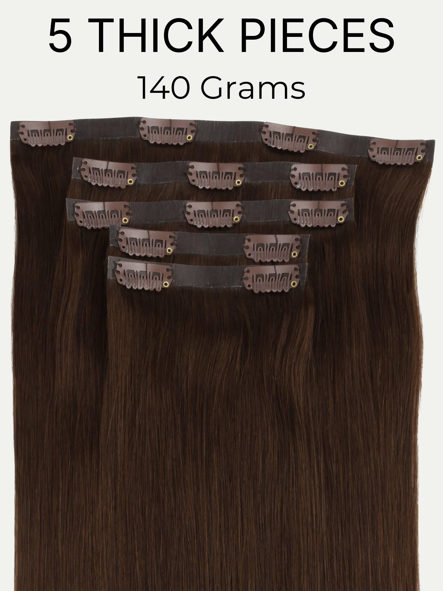 16" Dark Brown Seamless Clip-ins (140g)