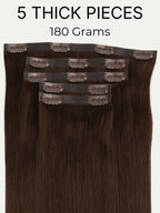20" Dark Brown Seamless Clip-ins (180g)