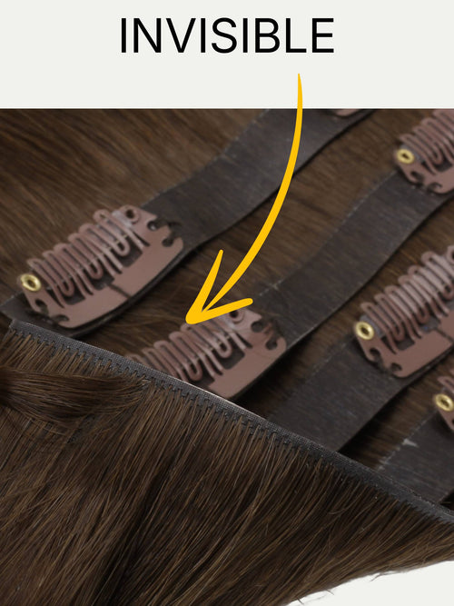16" Dark Brown Invisible Clip-ins (140g)