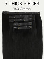 16" Jet Black Seamless Clip-ins (140g)