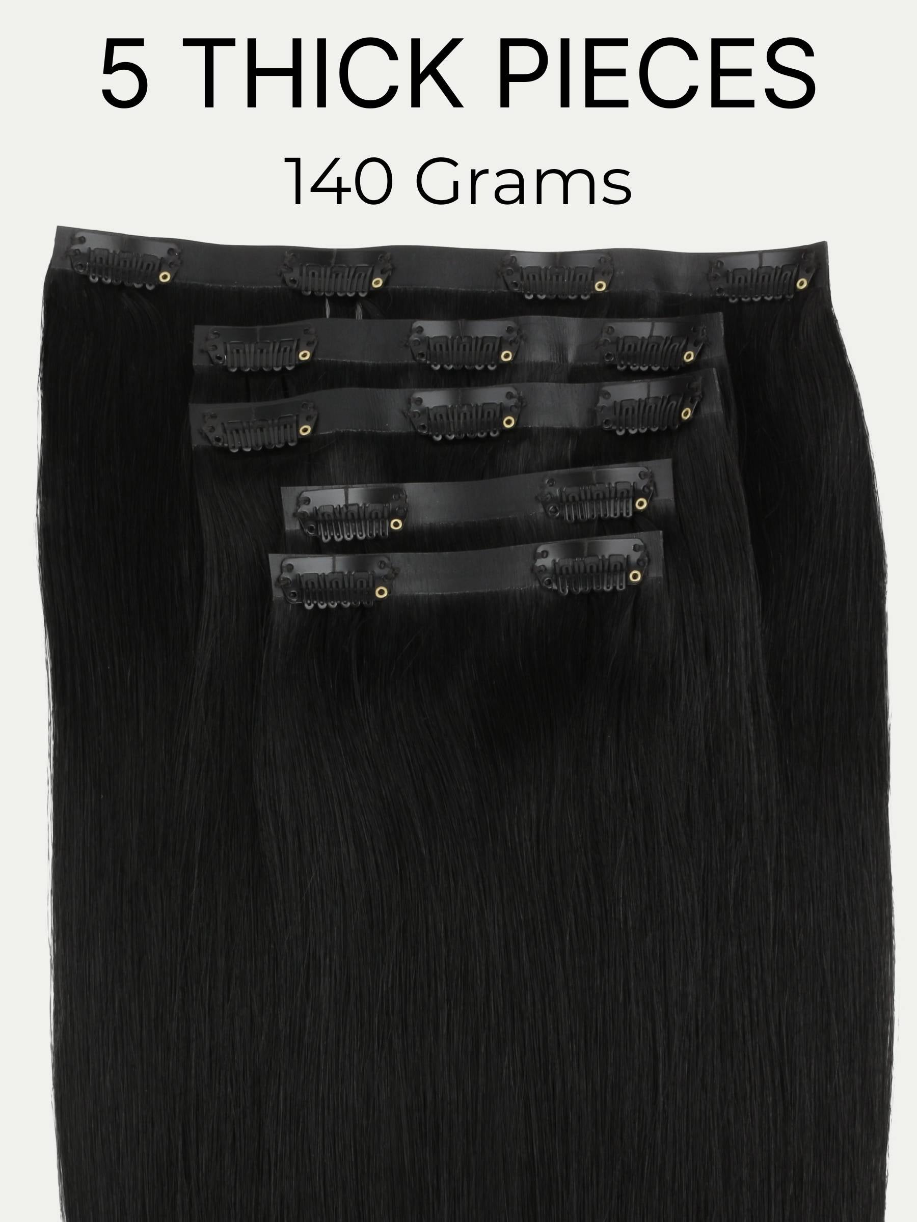 16" Jet Black Seamless Clip-ins (140g)