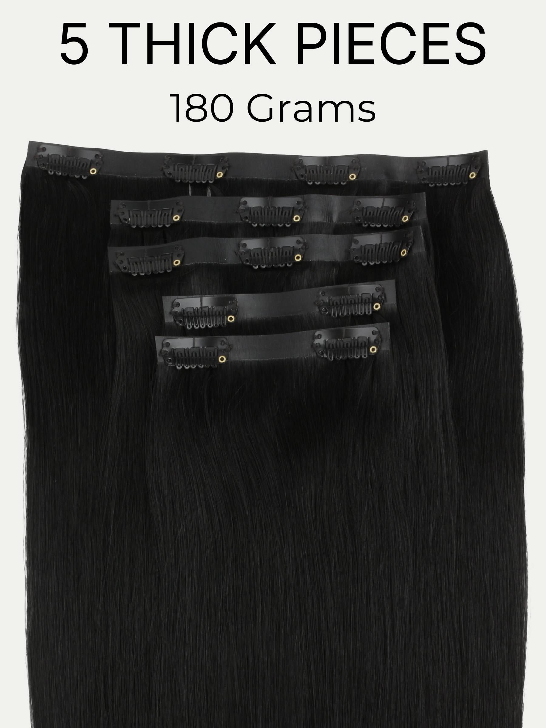 20" Jet Black Seamless Clip-ins (180g)