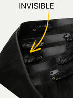 16" Jet Black Invisible Clip-ins (140g)