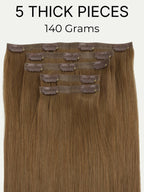 16" Medium Chestnut Brown Seamless Clip-ins (140g)