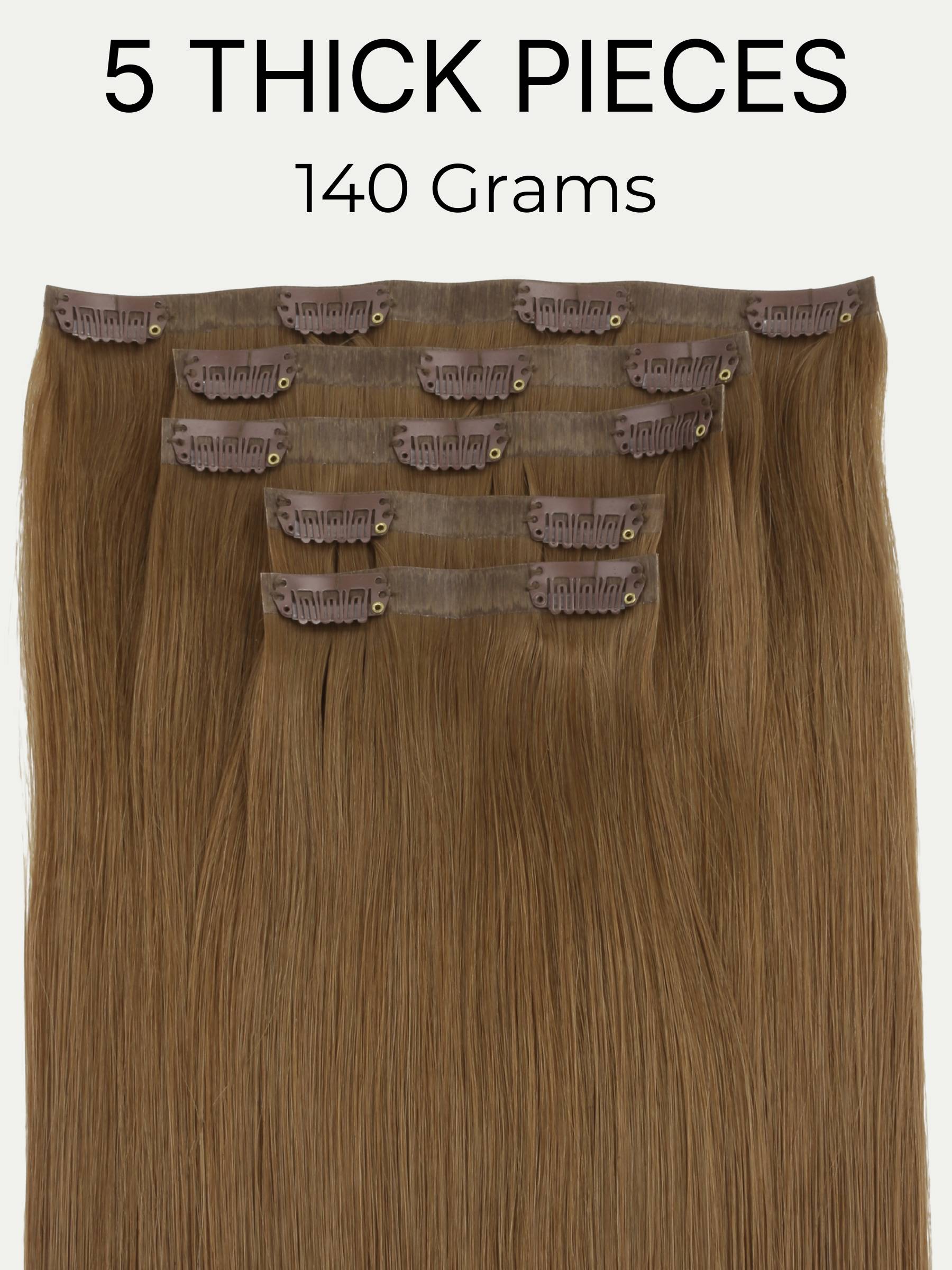 16" Medium Chestnut Brown Seamless Clip-ins (140g)