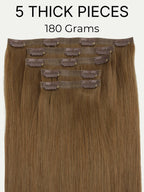 20" Medium Chestnut Brown Seamless Clip-ins (180g)