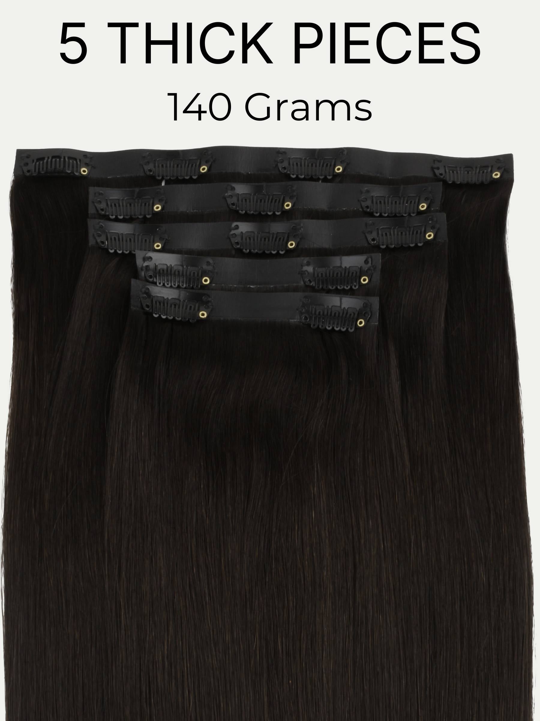 16" Off Black Seamless Clip-ins (140g)