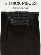 20" Off Black Seamless Clip-ins (180g)