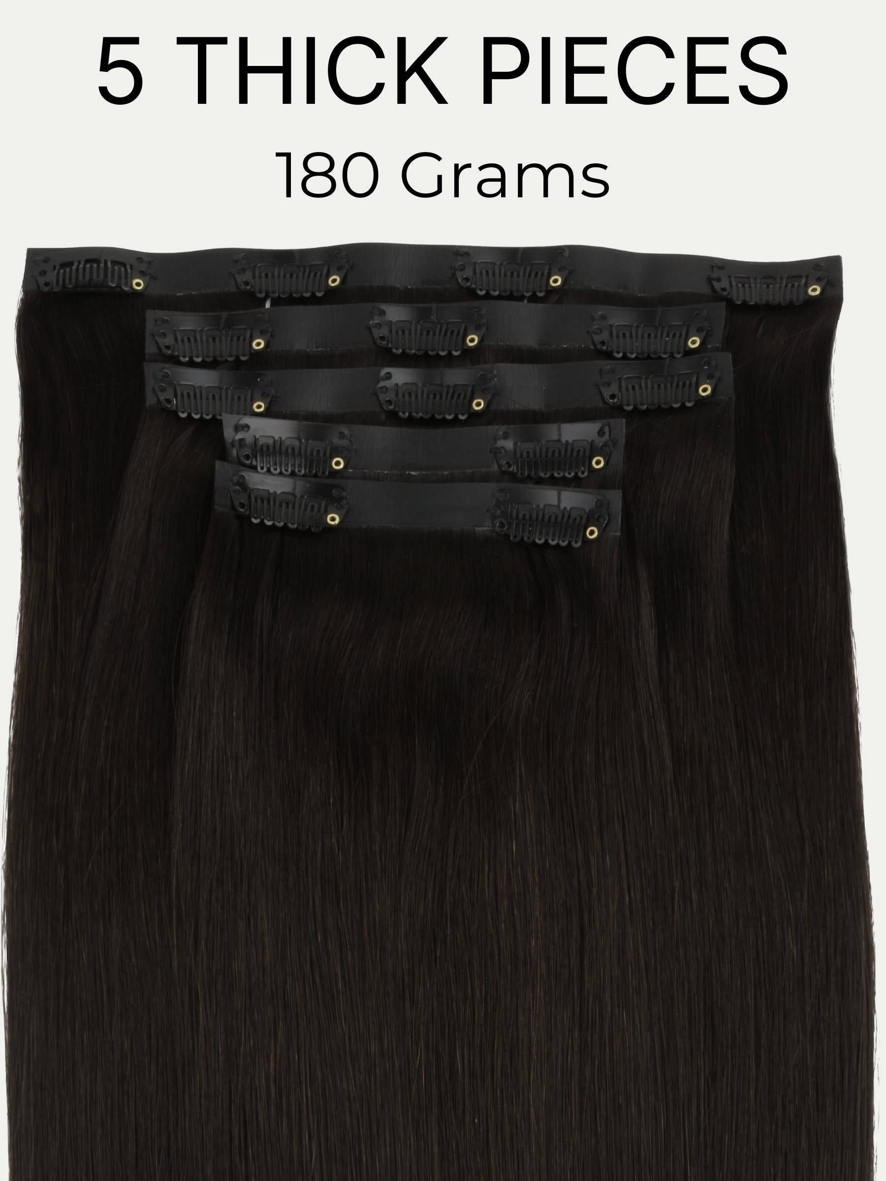 20" Off Black Seamless Clip-ins (180g)